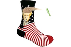 XYSOCKS OAKRED Trump Socks with Hair - Unisex Funny Gift Socks President 2020 Socks with Comb (02-FLAG)