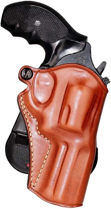 Premium Leather OWB Paddle Holster Open Top Fits S&W Model 60 357 Magnum 3''BBL, Right Hand Draw, Brown Color #1176#