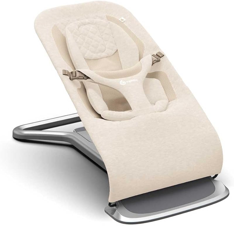 Bouncer Evolve 3-en-1 d'Ergobaby, Transat ergonomique pour nouveau-nés de la naissance à la petite enfance, balancelle avec insert pour nouveau-né (2,5 kg - 13,2 kg) (Cream)