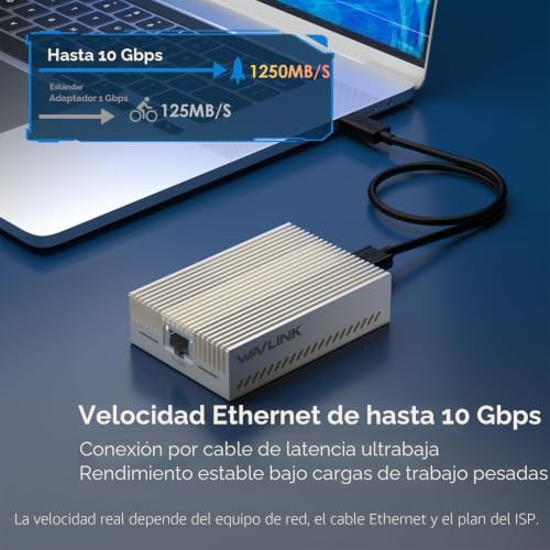 WAVLINK [1x] 10G Ethernet Adapter for Thunderbolt 3/4/5 and USB4-10GbE RJ45 Network Adapter with AQC113-B1 Chip, Compatible with MacBook Pro, Windows 11, Linux, ChromeOS, 10G/5G/2.5G