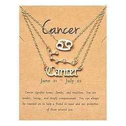 PANTIDE 3Pcs Cancer Zodiac Layer Necklaces for