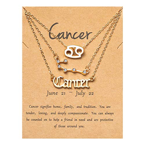 PANTIDE 3Pcs Cancer Zodiac Layer Necklaces for