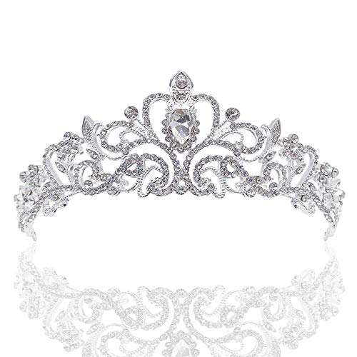 HPMAISON Crystal Wedding Crown Women Girls Rhinestone Pageant Tiara Headband Princess Queen Carnival Headdress Fancy Dress Accessories Birthday Prom Bridal Party Halloween Christmas Costume Gifts