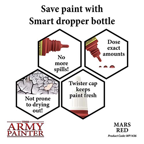 The Army Painter | Warpaint | Mars Red | Hochpigmentierte Acrylfarbe auf Wasserbasis, geeignet für das Bemalen von Tabletop Miniaturen, Brettspielfiguren und Miniaturen zu RPGs Rollenspielen, WP1436, w60" x l72" – Bild 4