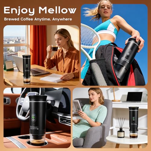 Yaskyly Portable Coffee Maker, 20 Bar, 3 in 1 Portable Espresso Machine Compatible with Small/Large Capsules and Ground Coffee, Self-Heating, Portable Coffee Maker for Travel, Camping Car