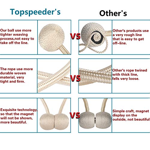 image for Topspeeder 6 Pack European Style Magnetic Woven Texture Rope Curtain T