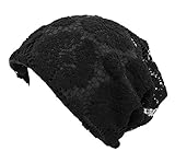 Qunson Womens Lace Chemo Beanie Hat Cap Turban for Cancer Patients Black