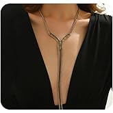 Uarein Long tassel Y-Necklace for Women,Exaggerated Geometric Statement Sweater Chain Necklace Fashion Formal Party Christmas Jewelry Accessory Gifts