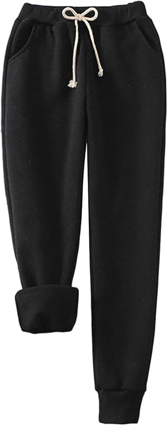 women's fleece lined sweatpants with pockets