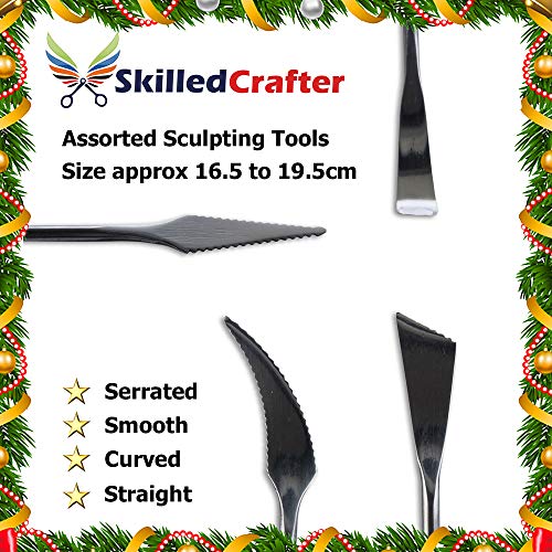 Skilled Crafter Pottery Tools & Carry Case. 28 Stainless Steel & Aluminum Clay Modeling & Sculpting Tools in 17 Piece Set. Professional Quality. + Free Needle Tool