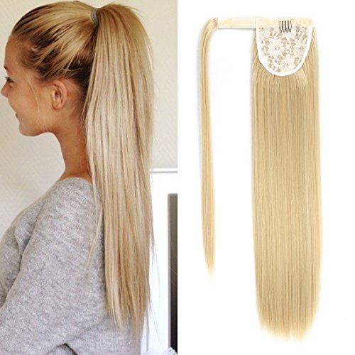 Long Straight Ribbon Ponytail Clip in Hair Extensions One Piece Tie Up