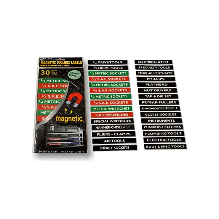 Buy Tool Box Organizer Labels (Green Edition) Organize Boxes Drawers &