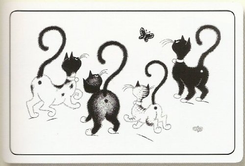 FRENCH VINTAGE PLACEMAT RETRO AD THE CAT BY DUBOUT BUTTERFLIES