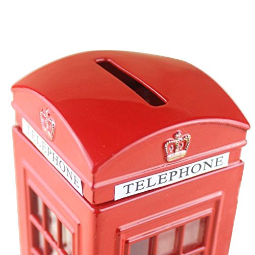 BeeSpring Red Phone Booth Delicate Britain Metal Alloy Money Coin Spare Change Piggy London Street Red Telephone Booth Bank Souvenir Model Box Jar Piggy Bank Red Phone Booth Box Moneybox-5.5" H