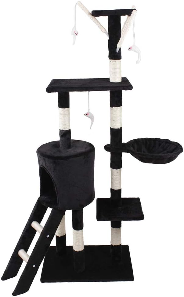 TMZ © 1.2M Height Cat Tree Scratching Climbing Activity Centre Toys House Scratcher Tower BLACK
