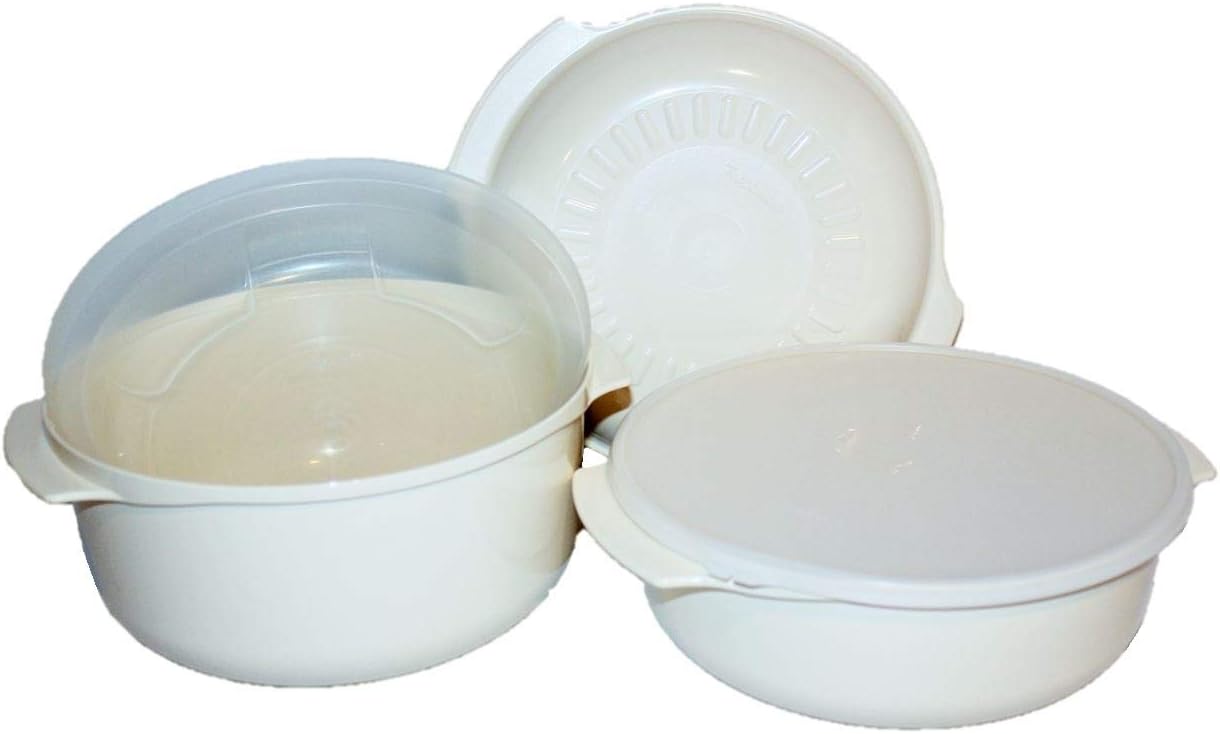 Tupperware Vintage 5 Piece Stack Cooker Microwave Safe Set and Recipe Book