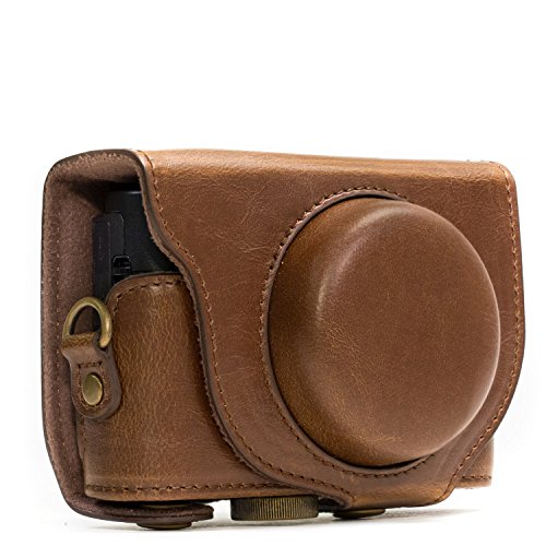MegaGear MG597 Sony Cyber-shot DSC-HX99, DSC-HX95, DSC-HX90V, DSC-HX80 Ever Ready Leather Camera Case with Strap – Dark Brown