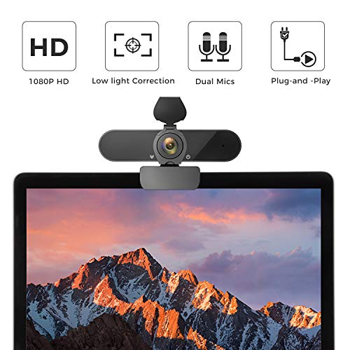 THUSTAR-HD-Webcam-1080p-Web-Camera-with-Microphone-Tripod-Stand-Privacy-Cover-Laptop-Desktop-Full-HD-Video-Webcam-360-Degree-Widescreen-for-Recording-Calling-Conferencing-Gaming