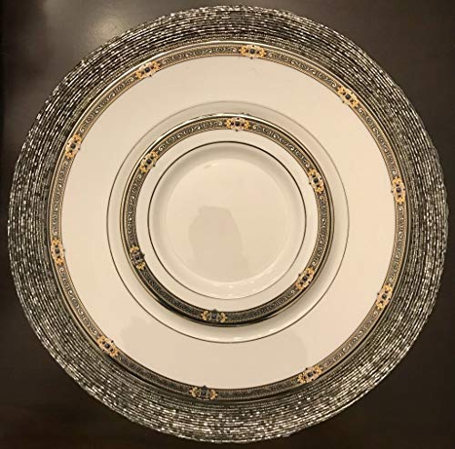 Decozen Round Placemat for Dining Table - Coffee Table - Handmade from High Quality Beads Heat Resistant Scratch Proof and Easy to Care Kitchen Décor Table Mat Set of 4pcs 14 inches - Smoke/Silver - Thumbnail 2