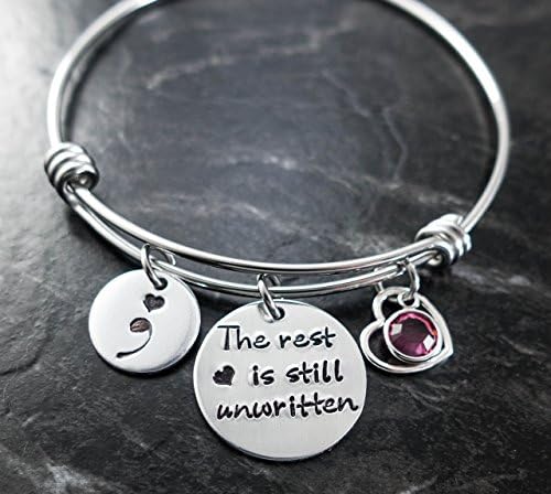Semicolon Jewelry / The rest is still unwritten / Wire Bangle / Suicide Awareness