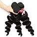 HEBE Brazilian Virgin Hair Loose Wave 3 bundles 16 18 20 Inches 300grams Grade 7A Unprocessed Brazilian Human Hair Weaves Natural Black Color
