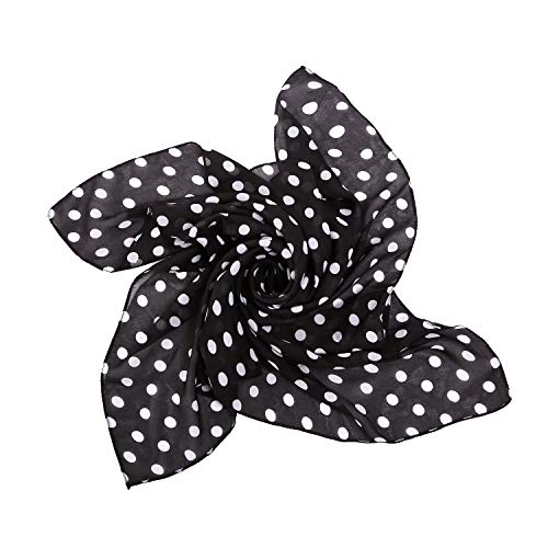 50's Costume Accessories Set Chiffon Scarf Cat Eye Glasses Bandana Tie Headband and Earrings (OneSize, Black/White2) - Thumbnail 2