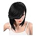 KRSI Short Pixie Cut Bob Synthetic Wigs for Black Women Natural Black Costume African American Wigs with Bangs Full Wigs That Look Real