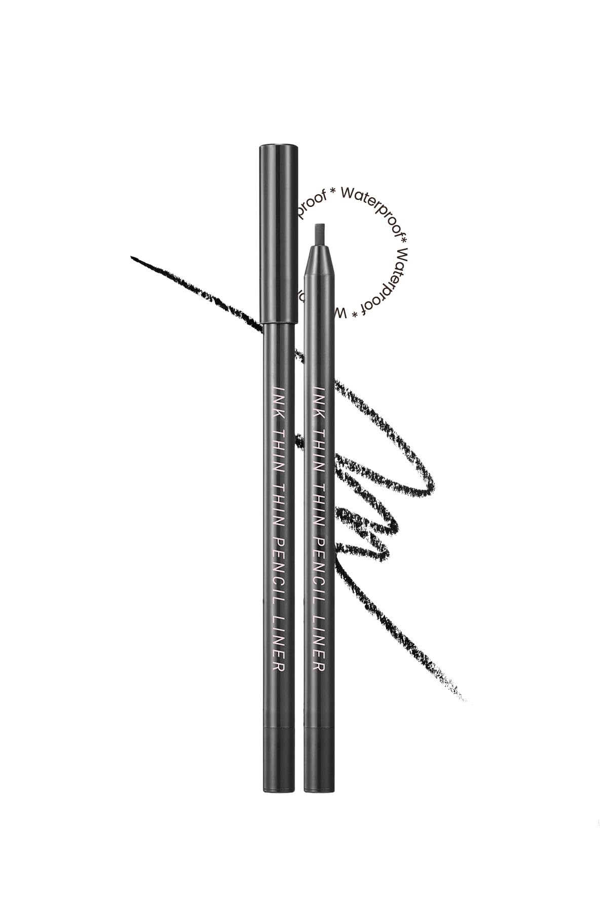 Peripera Ink Thin Pencil Eyeliner - Vivid Colour Long-Lasting Non-Irritating - Black Noir - 2mm