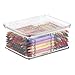 mDesign Plastic Craft Room Stackable Storage Organizer Box Containers with Hinged Lid for Thread, Beads, Ribbon, Glitter, Clay, Sewing, Crochet, Fabric - Lumiere Collection, Clear