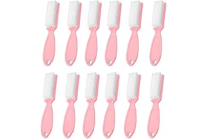 SQULIGT 12Pcs Nail Brush for Cleaning Fingernails, Handle Grip Cleaning Brush for Nail and Toenail, Nail Dust Brush Manicure Pedicure Tools Scrubbing Brush Women Men Home Salon(Pink)