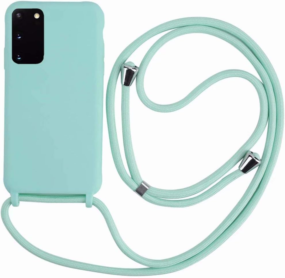 Ququcheng Compatible for Samsung Galaxy S20 Case,Silicone Stylish Cord Strap rope Shell TPU Shockproof Bumper Phone Case Lanyard Cover for Samsung Galaxy S20-Green