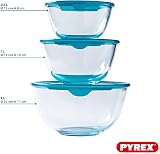 Pyrex Prep & Store Set of 3 Glass Bowls with Lids 0.5L 1L 2L BPA Free view 4