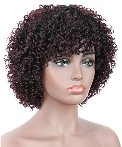 Beauart-100-Brazilian-Remy-Human-Hair-Afro-Kinky-Curly-Wigs-for-Black-Women-Dark-Roots-Ombre-Black-Cherry-Natural-Kinky-Curls-Wig-with-Hair-Bangs