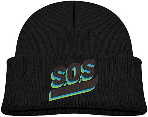 SEVENJIA SOS Personality Art Soft Knit Beanie Hat Warm Thick Winter Hat For Men SOS Personality Art Winter Warm Cap