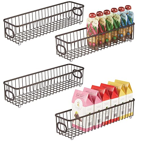 mDesign Metal Kitchen Pantry Food Storage Organizer Bin Basket Modern