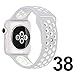 UMTELE Nike Series 2 Soft Silicone Replacement Sports Watch Strap with Ventilation Holes for Apple Watch, Medium/Large, Silver/White, 38mm
