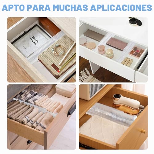mobumeia - Adjustable Drawer Dividers, Set of 4 Transparent Drawer Organizer Dividers Plastic Extendable Drawers for Dresser Cupboard Kitchen Bedroom Size 28.7-50cm