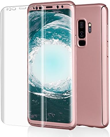 Samsung Galaxy S9 Plus, S9+ Case, VPR 3 in 1 Ultra Thin Full Body Protection Slim Hard Premium Luxury Cover Shock Absorption PC [With TPU Film Screen Protector] Case for Galaxy S9 Plus 2018 (RoseGold)