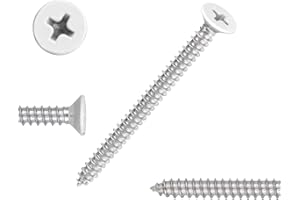 White Head 100 PCS #8X2 Stainless Steel Phillips Flat Head Wood Screws,Stainless Steel 18-8 A2(304) Screw,Home Screw Kit by QISHENG