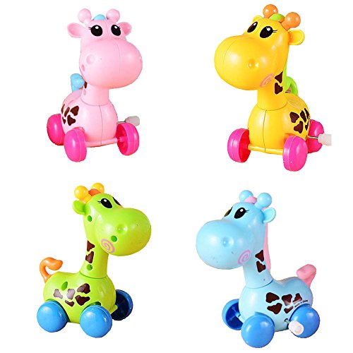 Wcysin 4 Pieces Wind Up Toy Graffee, Cute Clockwork Classic Baby Toddler Kids Toy Random Colors