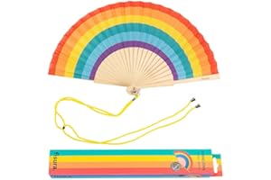 Fisura – Original rainbow folding fan, wooden handheld fan for women, colorful pride accessory for party, wedding, birthday, gift or Pride Day decoration