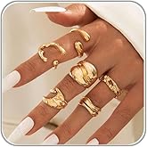 LKingel Chunky Gold Rings for Women Stackable Baroque Pearl Knuckle Rings Irregular Geometric Pearls Ring Adjustable Open Statement Ring Set Boho Prom Costumes Fashion Jewelry Accessories