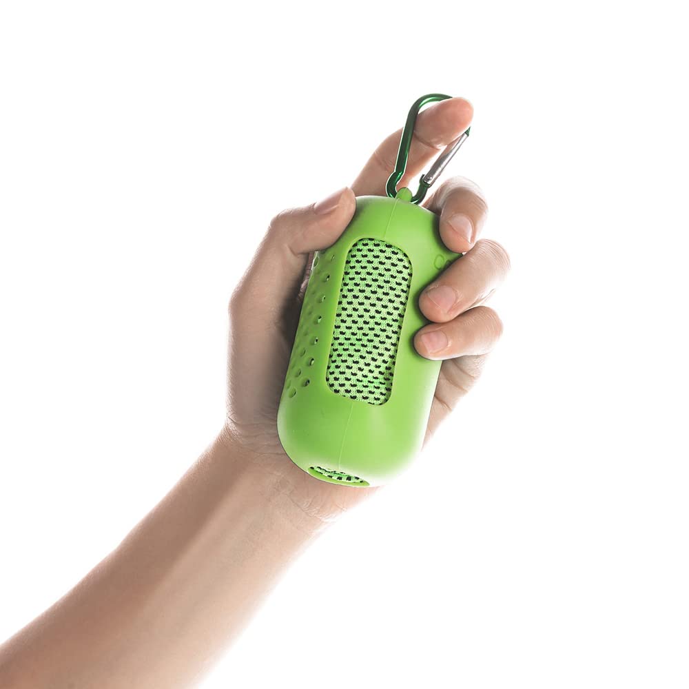 VOANZO 2PCS Gym Sweat Towel Cooling Towels Quick Dry Fitness Towel with Silicone Case for Yoga Golf Gym Camping -Grey+Green