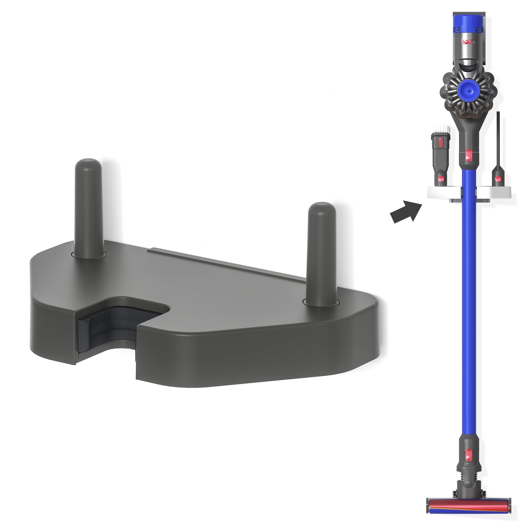 Photo 1 of Vacuum Wall Mount Holder Universal Stand Bracker Suitable for The Handheld Diameter is 1.25-1.52Inch Vacuum Cleaner and for Dyson V6 V7 V8 (Grey)