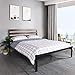GreenForest Queen Bed Frame Metal Studio Platform Bed with Wood Slat Support Wooden Headboard No Box Spring Needed and Noise-Free