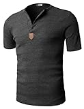 H2H Mens Casual Henley Slim fit Short Sleeve T-shirts