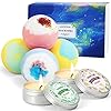 LASENTEUR-Bath-Bombs-and-Scented-Candles-Gift-Set-Handmade-Fizzy-Bubbles-Floating-Spa-Kit-for-Friends-Girlfriend-Wife-Mother-for-Bath Bath Bombs and Scented Candles Set Fizzy Bubbles Spa Bath Gifts for Her, Mothers Day Gifts, Candles Gifts for Women…