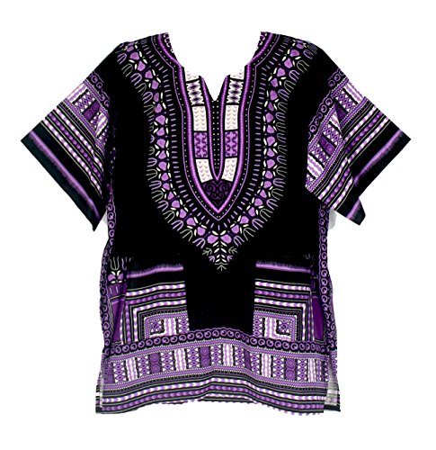 Vipada Handmade's Traditional Dashiki Shirt for men and women Black and Purple L