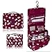 Portable Waterproof Travel Cosmetic Bag - Lady Color Portable Travel Makeup Kit Organizer Bathroom Storage Cosmetic Bag Carry Case Toiletry Bag with Hanging Hook (Wine Flowers)