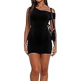 YOXUA Women's Sexy Going Out Mini Bodycon Dress Off Shoulder Sleeveless Cocktail Party Club Short Dresses